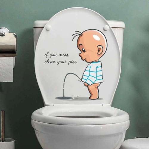Funny Bathroom Toilet Sticker Waterproof Removable Decal Lid Decor