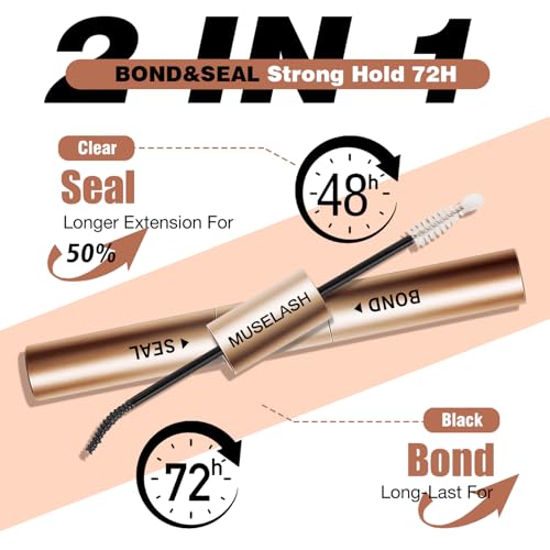 MUSELASH Lash Bond and Seal - Waterproof Cluster Eyelash Glue Duo