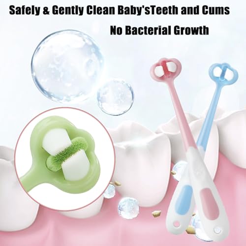 PandaEar 3-Sided Baby Training Toothbrush Set, Ages 1-4