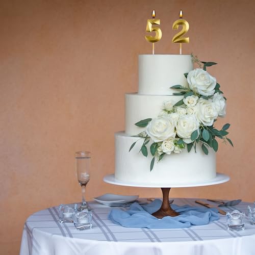Elegant 25th & 52nd Birthday Candles - Smokeless Number Toppers