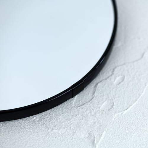 8.66-Inch Round Wall Mirror with Black PVC Frame - Decorative Wall Art