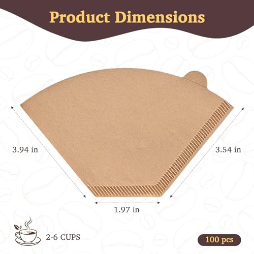 100 Count #2 Cone Coffee Filters - Unbleached & Compostable
