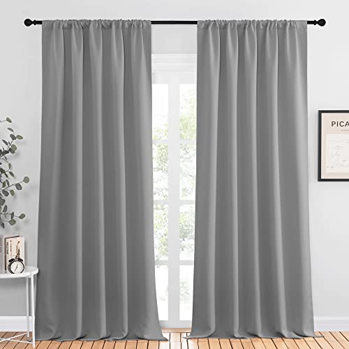 NICETOWN Silver Grey Blackout Curtains - 52" x 95" (Pack of 2)