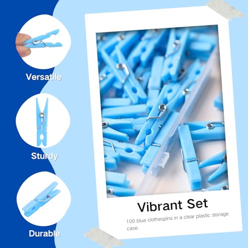 Mini Blue Clothespins 50 Pack for Photos, Decorations & Crafts - SIRORI Mini Blue 50