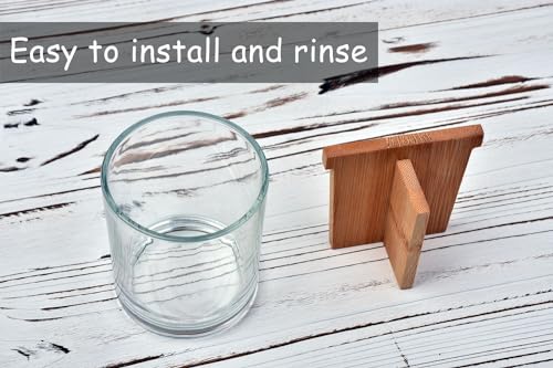 Glass Toothbrush Holder with Bamboo Divider - 3 Compartment Organizer