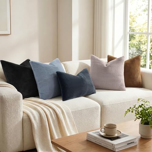 Pallene Black Faux Fur Throw Pillow Covers 18x18 (Set of 2)