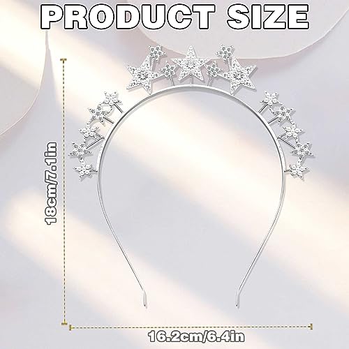Star Halo Crown Silver Headpiece Rhinestone Tiara for Women