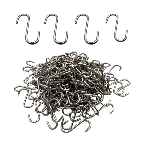 0.8 Inch Stainless Steel Mini S Hooks 200 Pcs for Jewelry & Holiday Ornaments