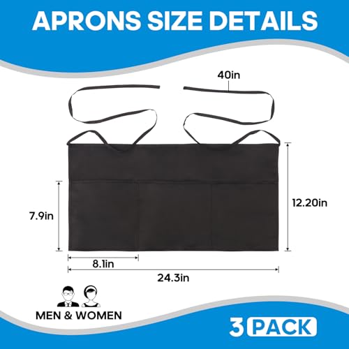YELEGAI Multi-Pocket Restaurant Apron with Adjustable Straps