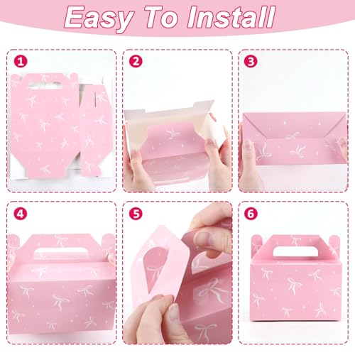 12 Pcs Pink Bow Gift Boxes for Birthday & Party Favors