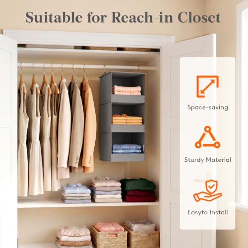 Lifewit 3-Tier Hanging Closet Organizer, Grey Foldable Storage Shelves