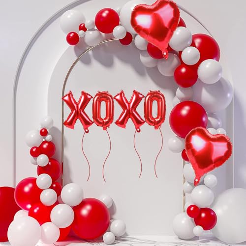 Red XOXO Letter & Heart Foil Balloons Set for Valentine Party Decor