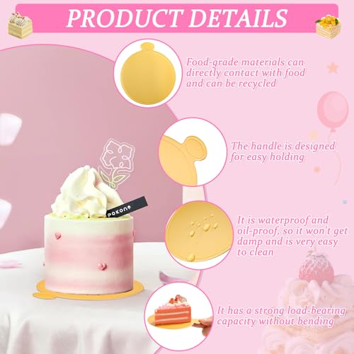 120 PCS Mini Cake Boards - Gold Round Mousse & Cupcake Bases (3.15" & 3.5")