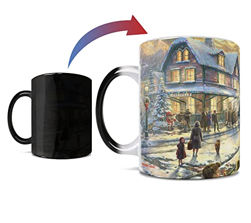 Color Changing Christmas Mug with Thomas Kinkade Train Design - 11 oz