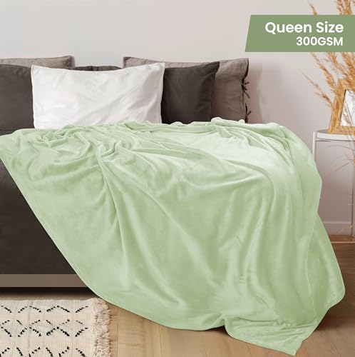 Utopia Bedding Queen Size Fleece Blanket - Sage Green (90x90 Inch)
