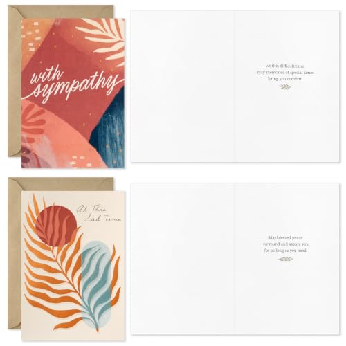 Hallmark Sympathy Cards with Envelopes, 16-Pack – Painted Palms