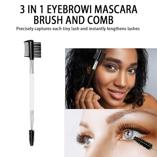3-in-1 Eyebrow and Eyelash Grooming Brush Tool 2PCS White
