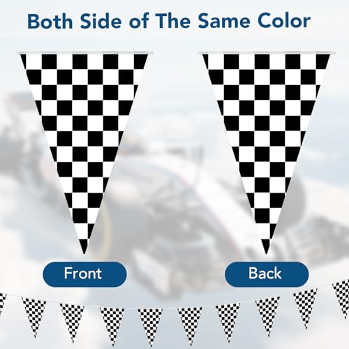 100ft Black Checkered Flag Banner - Double-Sided Race Car Party Decoration