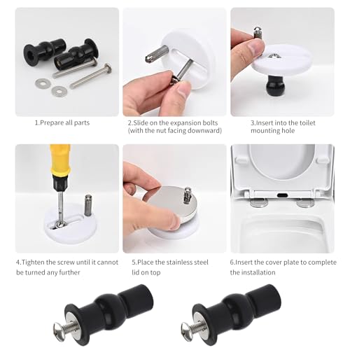 Universal Toilet Seat Bolts Replacement Kit - Stainless Steel & Rubber Hardware