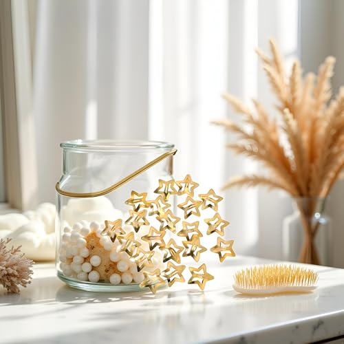 20-Piece Gold Star Metal Snap Hair Clips and Barrettes for Women