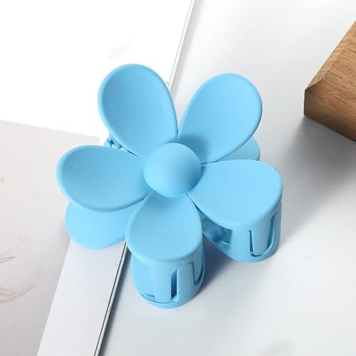Blue Flower Hair Claw Clips 2-Pack Large Strong Hold for Thick Hair