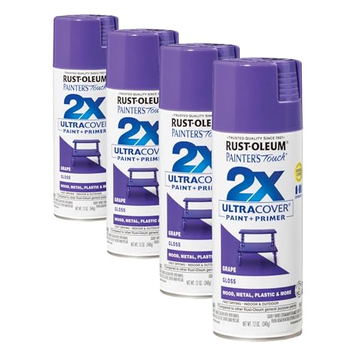 Rust-Oleum Painter's Touch 2X Ultra Cover Spray Paint, Gloss Grape, 12 oz (4 Pack)