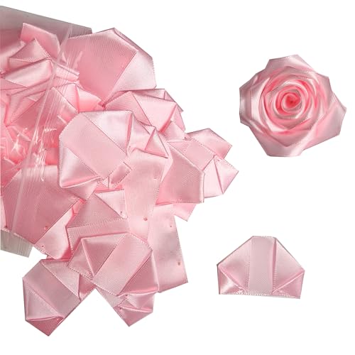 320pcs Large Pink Satin Ribbon Rose Petals for DIY Bouquets