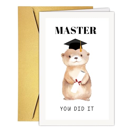 Funny Otter Graduation Card for Master's Degree - 8x5.3in