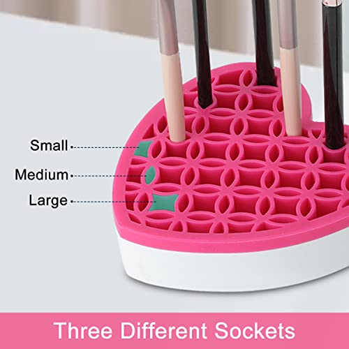 Pink Silicone Makeup Brush & Cosmetic Organizer - Multi-Use Pen & Tool Holder