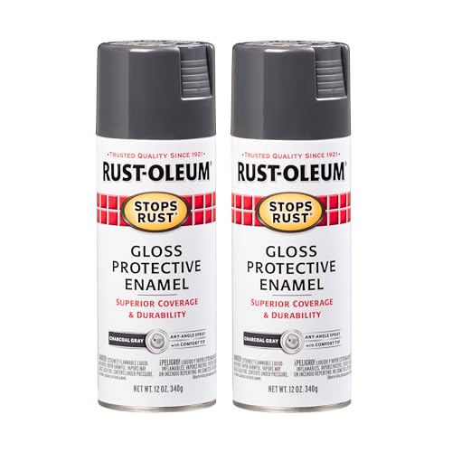 Rust-Oleum Stops Rust Spray Paint, Gloss Charcoal Gray, 12 oz (Pack of 2)