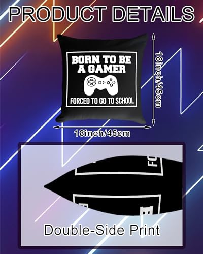 Born to Be a Gamer Throw Pillow Cover - 18x18 Inch - Gamer Gifts