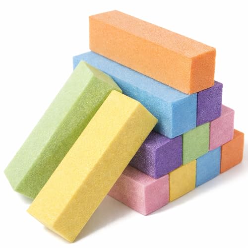 12 Pcs Nail Buffer Blocks 4-Sided Multicolor Sponge Files for Acrylic & Natural Nails