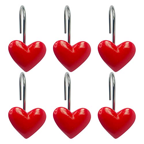 Heart-Shaped Anti-Rust Shower Curtain Hooks - Set of 12
