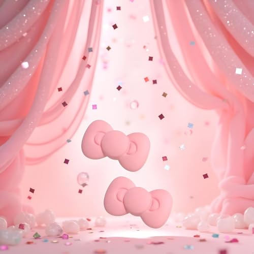 Pink Bow Hair Clips 2-Piece Set Cute Kawaii Barrettes for Women and Girls