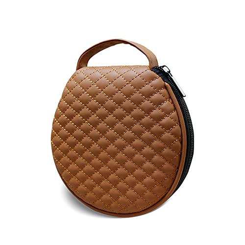 CD Case Holder for 20 Discs - Brown Microfiber Leather Organizer