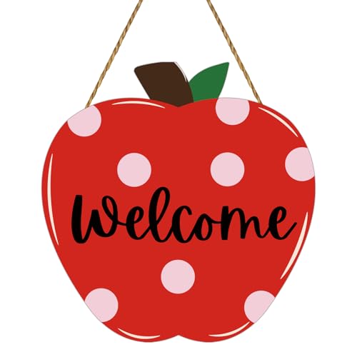 Wooden Apple Welcome Sign for Classroom - Back to School Door Decoration