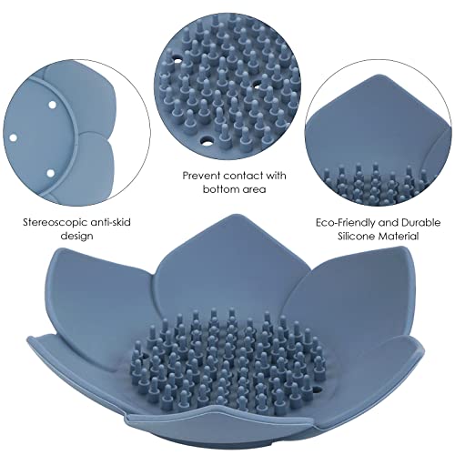 Linkidea Silicone Soap Dish with Drain - 4 Pack Flower Soap Holder