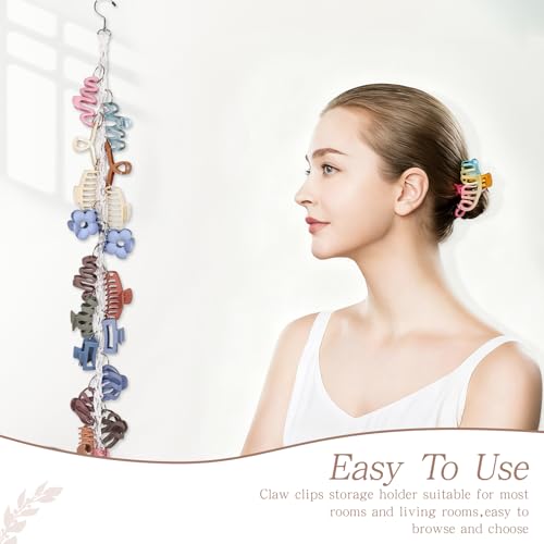 SNOWSTAR White Macrame Hair Claw Clip Organizer with 20 Rings