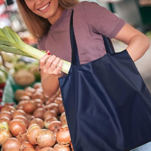 Ksheria Large Reusable Grocery Tote Bag, 50lbs Heavy Duty Foldable Blue
