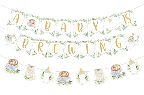 Coffee Theme Baby Shower Banner - 'A Baby is Brewing' Bunting