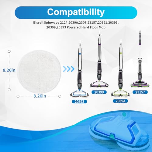KEEPOW 2-Pack Replacement Mop Pads for Bissell Spinwave 2039A