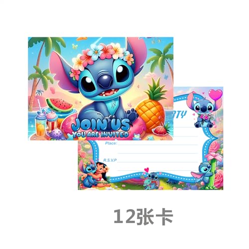 12-Piece Fill-In Birthday Party Invitation Cards, 4.2 x 6 Inch