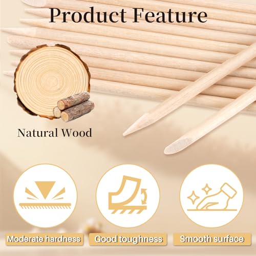 RAQEHO 100PCS Wooden Cuticle Pushers - 4.5 Inch Double Sided Orange Sticks for Nail Care and Art