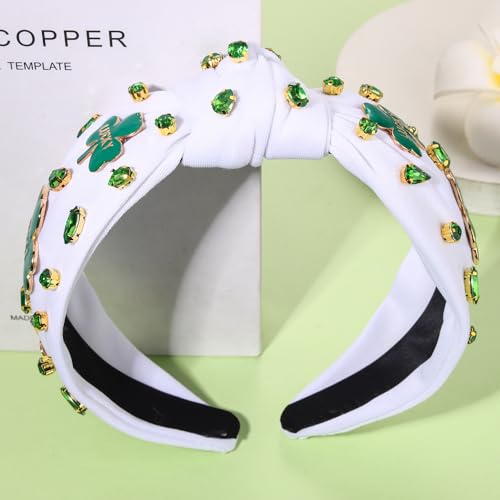 St. Patrick's Day Green Shamrock Rhinestone Knotted Headband