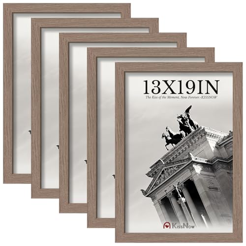 Walnut 13x19 Inch Picture Frame 5 Pack - Solid Wood Wall Photo Frames