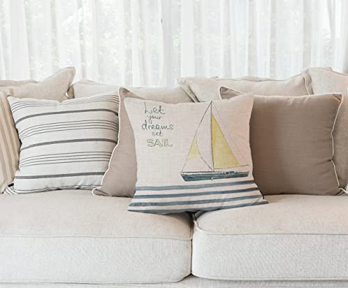 Solekla 18x18 Nautical Pillow Cover Sl88 - Boat in Waves Print