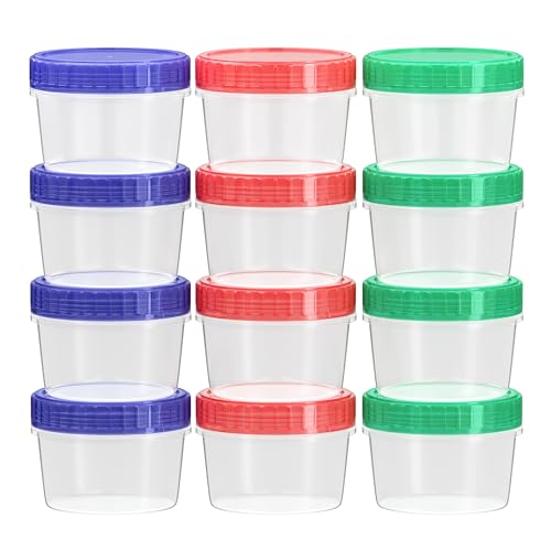 2 Oz Reusable Salad Dressing Containers - 12 Pack with Leak-Proof Lids