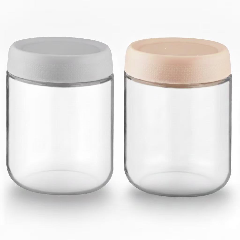 DMuuuDM 2 Pack Glass Overnight Oats Containers with Lids,Stackable Wide Mouth Mason Glass Jars with Airtight Seal Lids,Food Storage Jars for Meal Prep,Yogurt Parfaits,Meal Prep,Pudding,Spices (16 Oz)