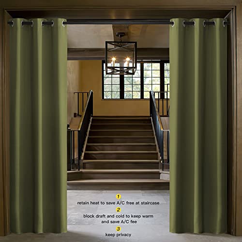 NICETOWN Olive Green Blackout Curtain Panel 42" x 84" - Thermal Insulated Room Darkening Drapes