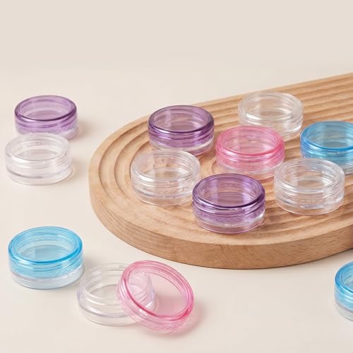 Small Travel Containers 12 Pcs 2g Mini Clear Jars with Colorful Lids for Cream Makeup Samples